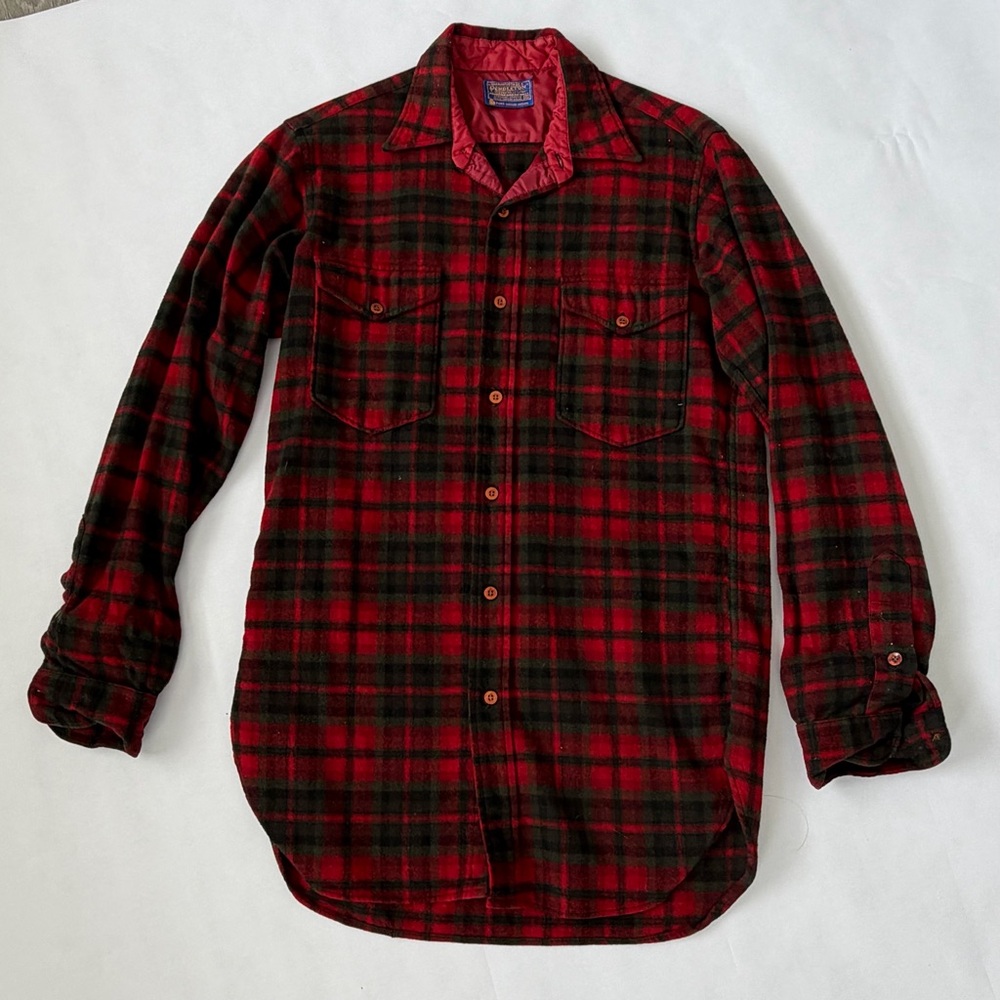 Vintage Pendleton 100% wool Red and Black Plaid Casual Shirt
